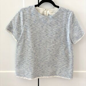 Ann Mashburn Blue Tweed Short Sleeve Top